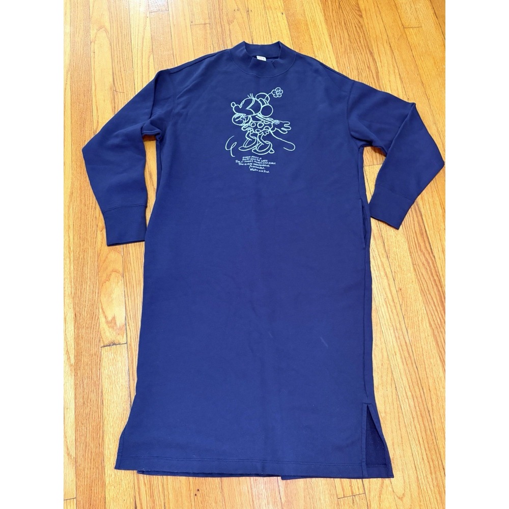 Uniqlo Disney Minnie Mouse Women's Medium Sweatshirt Sweater Dress Navy Blue